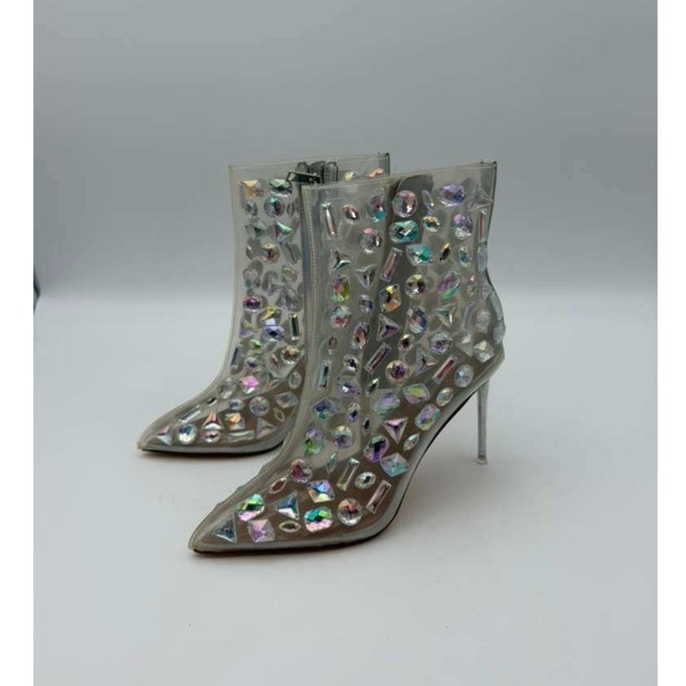 Steve Madden Instinct Rhinestone Clear Booties - Size 6.5 - NWT
